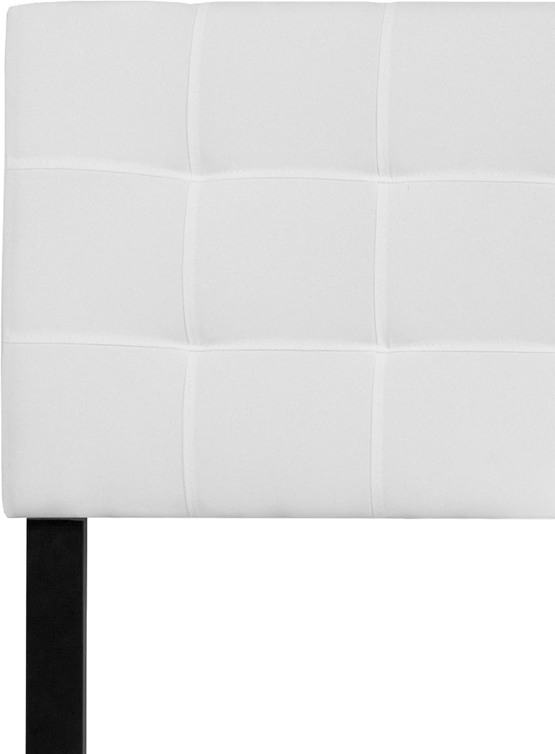 Flash Furniture Bedford Box Stitch Tufted Upholstered King Size Headboard in White Fabric