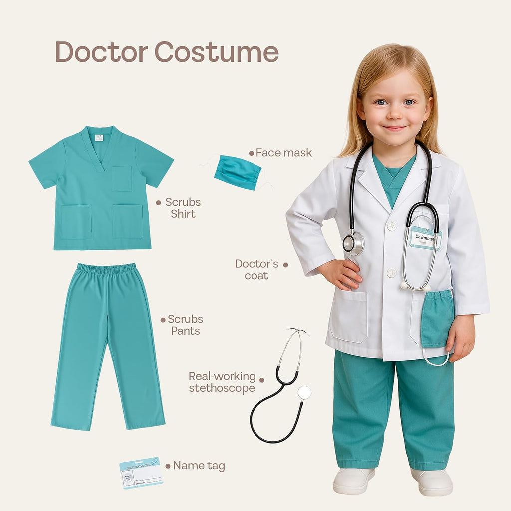 5-1 Kids Dress Up Clothes & Pretend Play Costumes for Ages 3-7 - Cute Role Play Dress Up Costumes for Boys & Girls with Matching Accessories & Storage Trunk