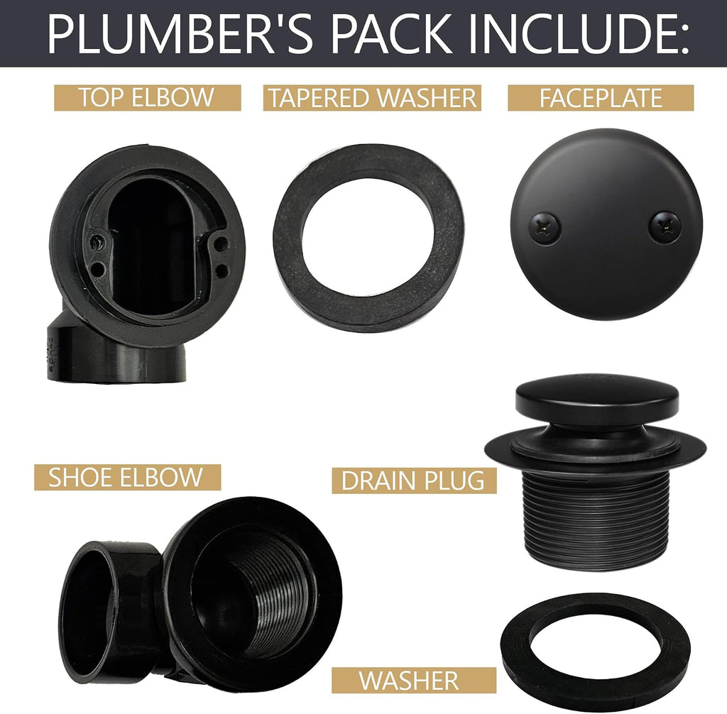 Westbrass Tip Toe Sch. 40 ABS Plumber's Pack with Two-Hole Elbow, Matte Black, D534-62