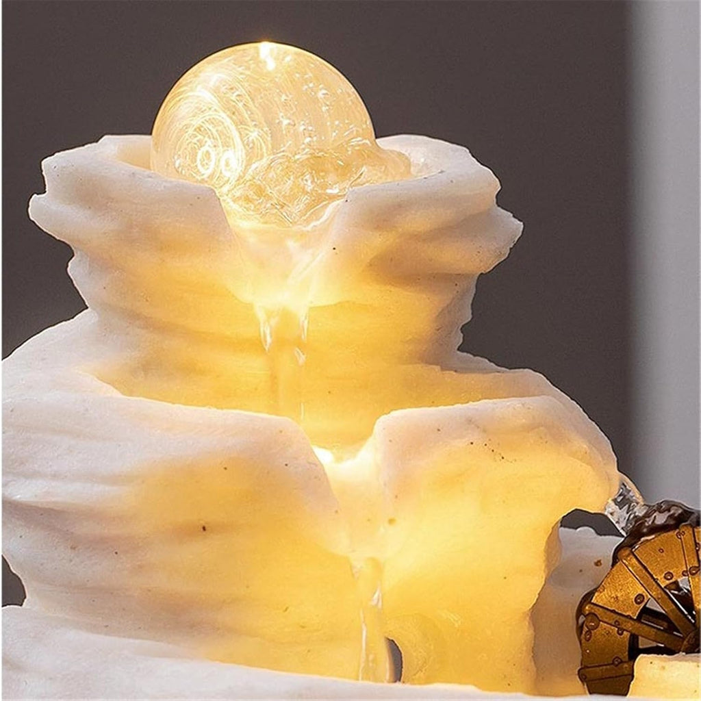 Tabletop Fountain Tabletop Water Fountain Indoor Relaxation Waterfall for Home and Office Decor(White)