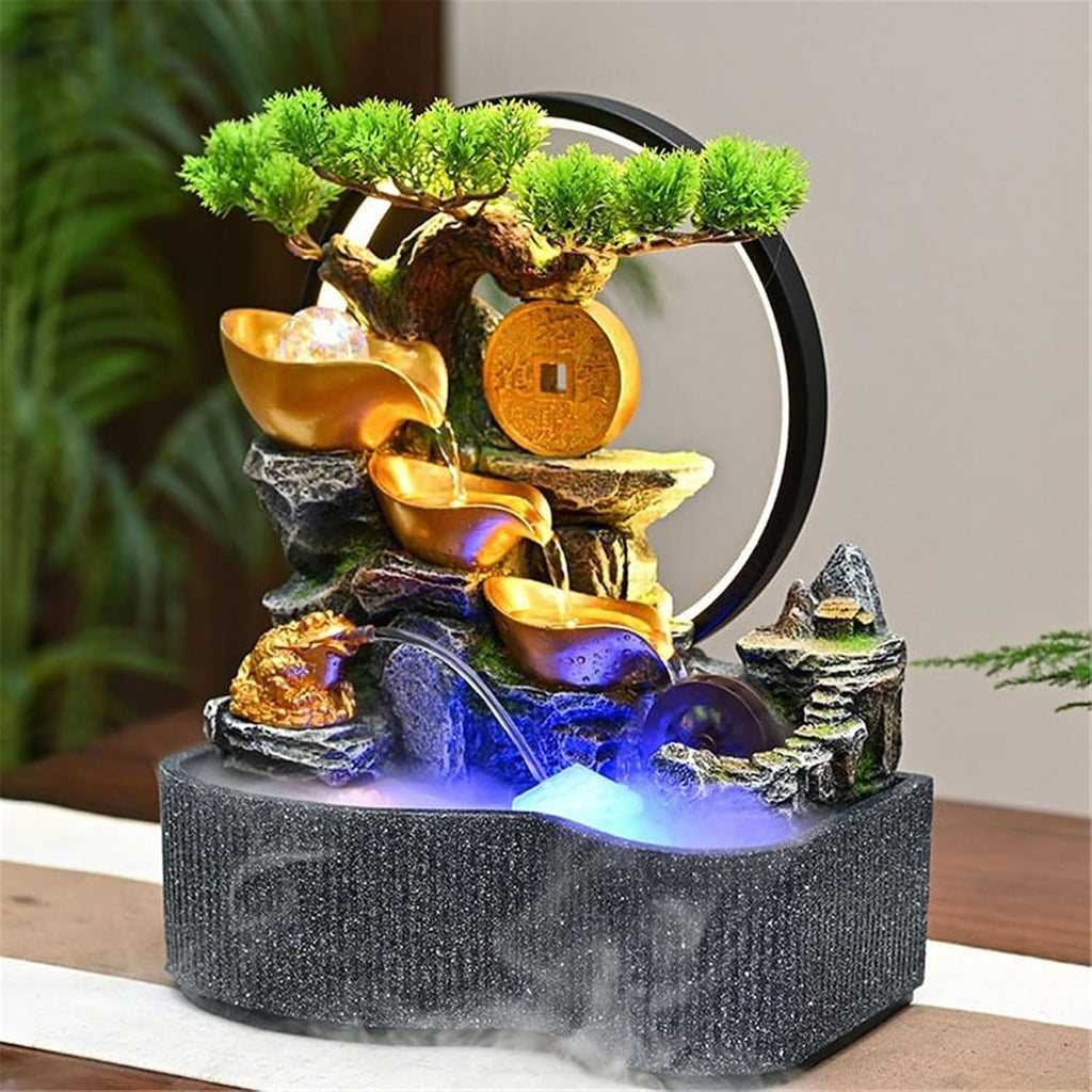 Tabletop Fountain Rockery and Flowing Water Ornaments Circulating Waterscape Desktop Feng Shui Wheel Decoration