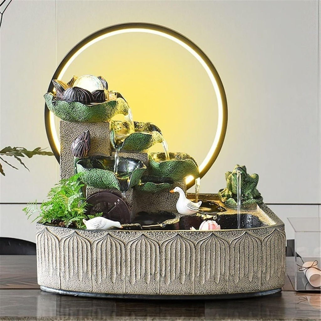 Tabletop Fountain Rockery and Flowing Water Ornaments Circulating Waterscape Desktop Feng Shui Wheel Decoration