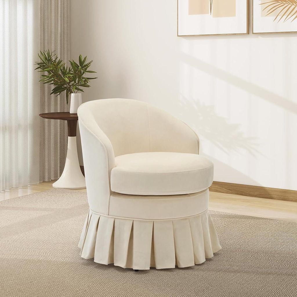 GarveeHome Vanity Stool, Upholstered Tall Back Arm Chair w/Side Pockets, Wood Legs Comfortable Dressing Piano Bench Chair for Vanity for Makeup Room, Bathroom