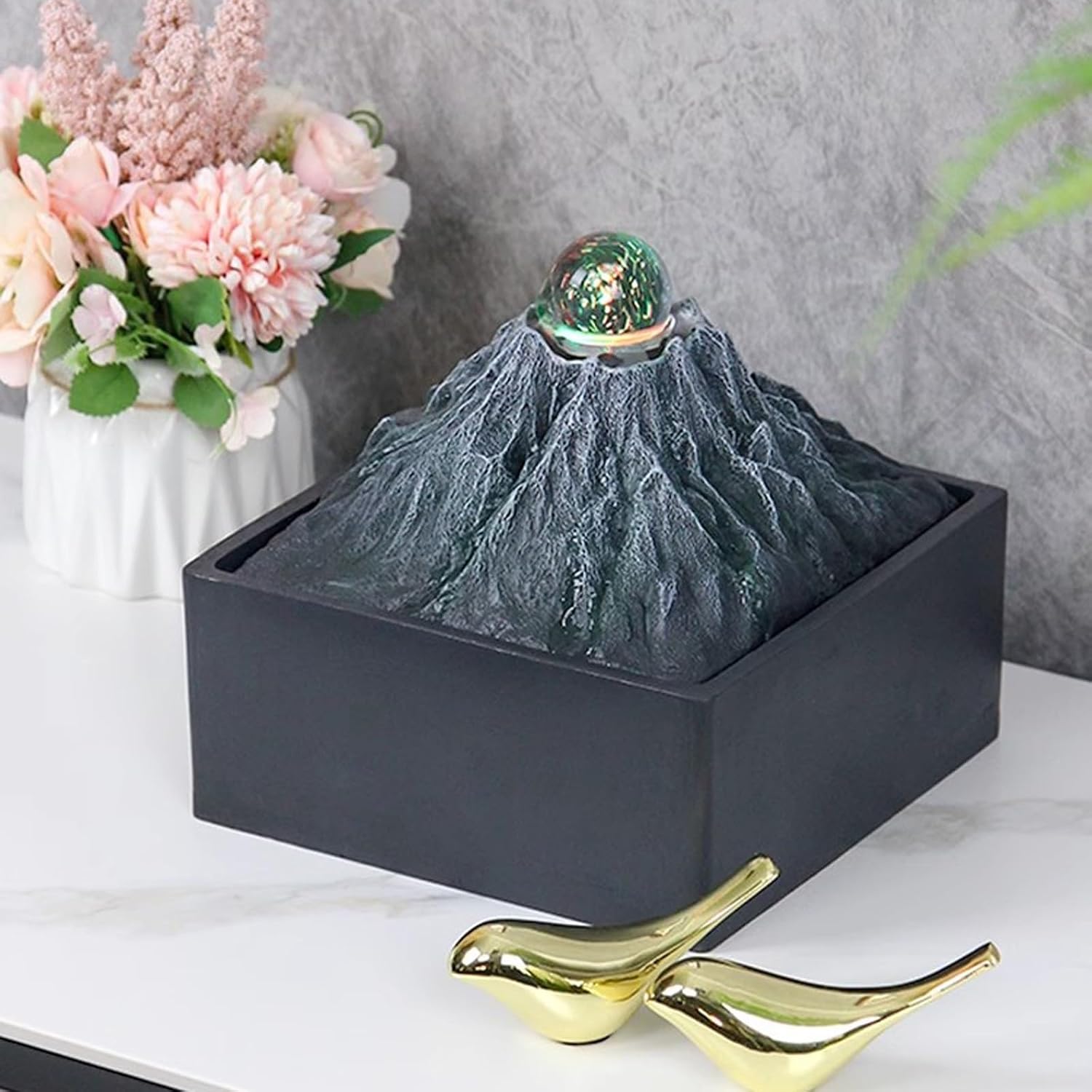 Tabletop Fountain Flowing Water Decoration Recycling Aquatic Office Transfer Rockery Fountain Wealth Invitation Desktop Creativity Simplicity Desktop Decoration Fountain Desktop Fountain