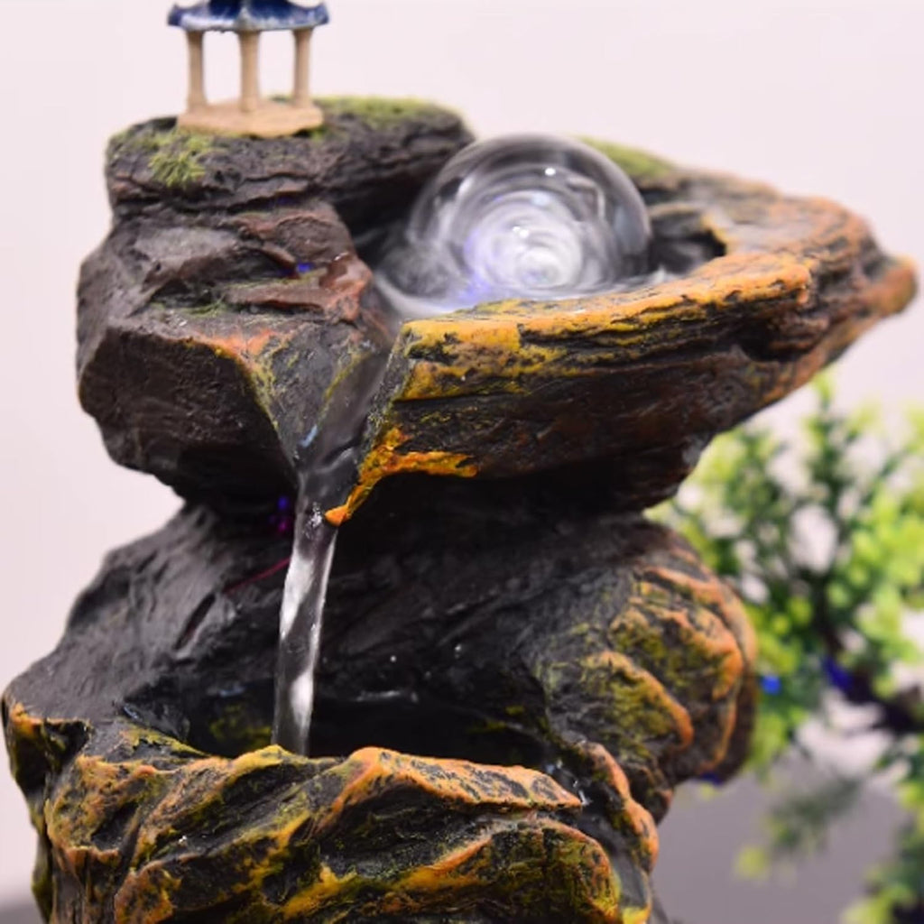 GRFIT Tabletop Fountain Living Room Rockery, Flowing Water Landscape, Fountain Desktop Decoration, Gift Giving Desktop Decoration with Atomizer Desktop Fountain (Size : L)