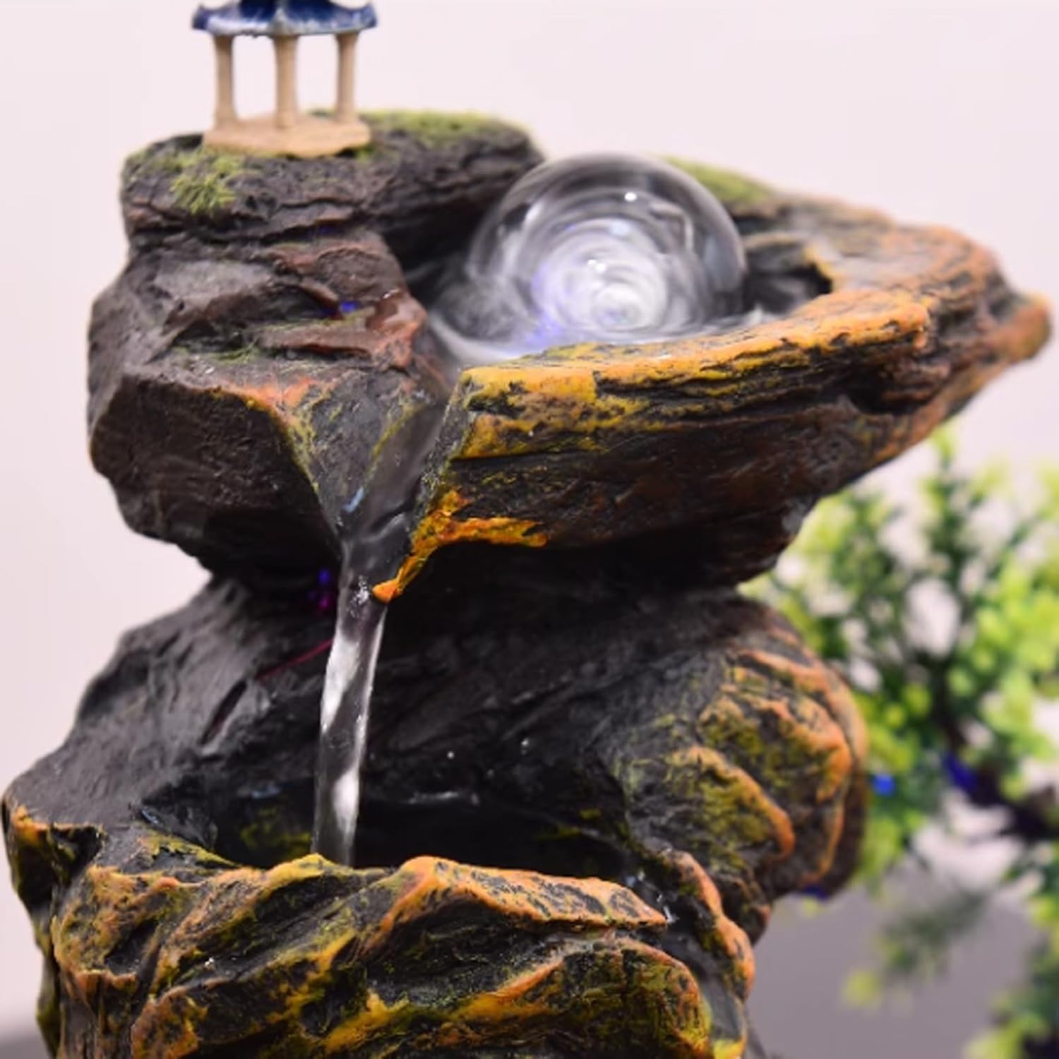 Tabletop Fountain Living Room Rockery, Flowing Water Landscape, Fountain Desktop Decoration, Gift Giving Desktop Decoration with Atomizer Desktop Fountain (Size : M)