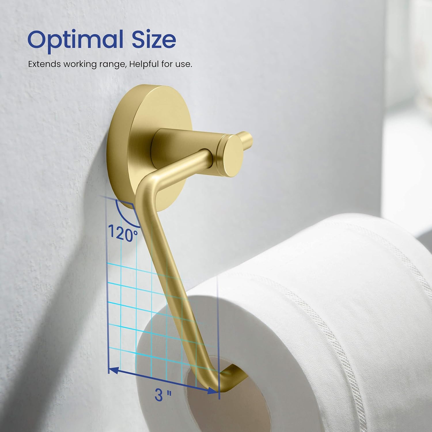 KIBI 5 Piece Circular Bathroom Hardware Set Bathroom Accessories Set | Towel Bar (18'), Towel Ring, Toilet Paper Holder, Robe Hooks (Brushed Gold) (C-KBA14-5-4)