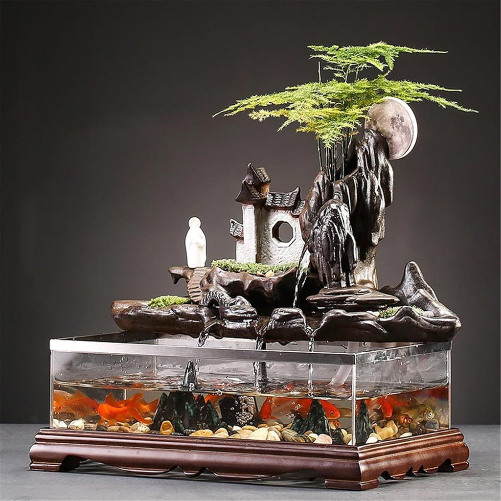Tabletop Fountain Desktop Fountain Circulating Water Fish Tank Ornaments Rockery
