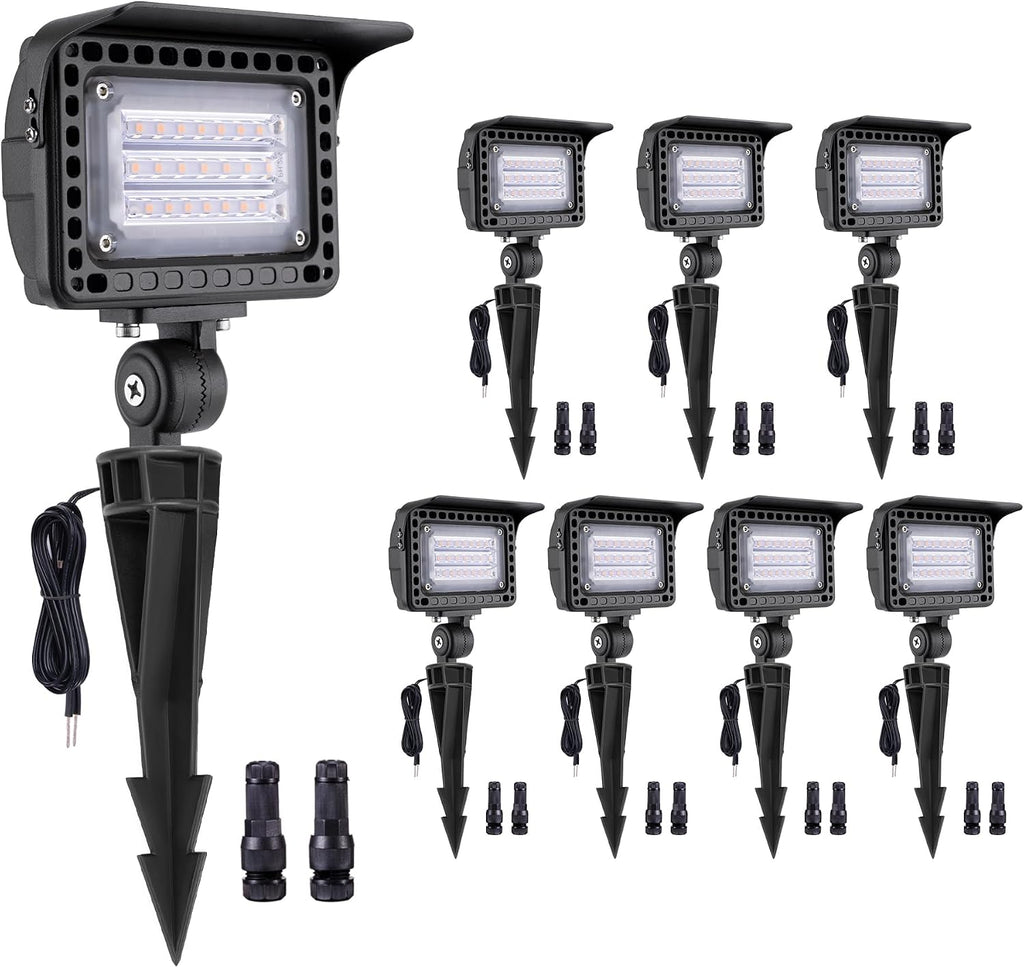 Gardenreet Landscape Wall Wash Lights - 12W 12V LED Outdoor Flood Lights, Low Voltage Hardwired IP65 Waterproof Aluminum Brown Wide Beam Lighting for Garden Patio Wall Sign 8 Pack