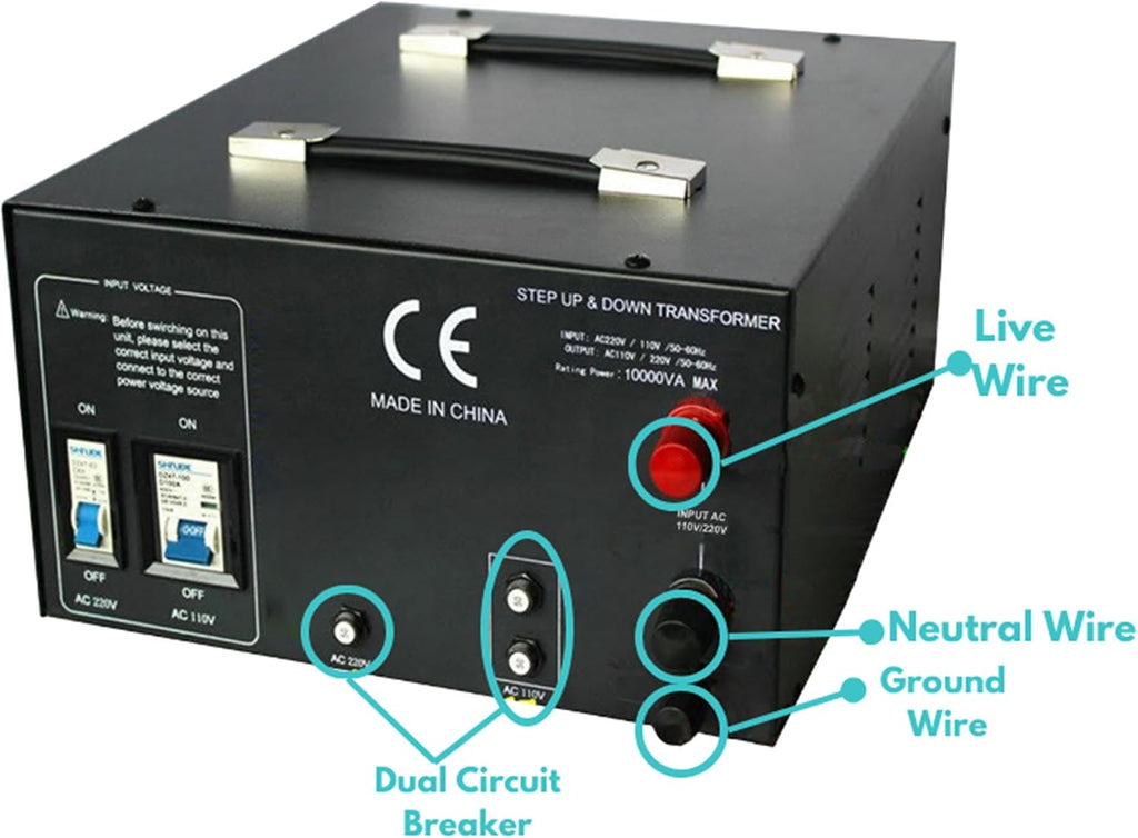 LiteFuze 10,000 Watt Heavy Duty Voltage Converter Transformer - Step Down 240/220/120/110 - Needs to be Hardwired by a Electricain - LT-10,000
