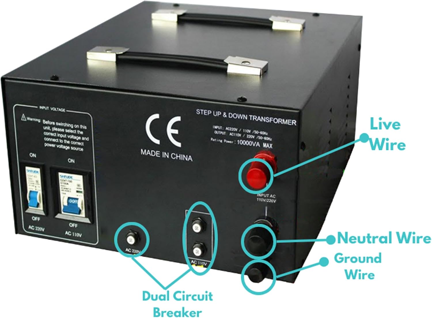 LiteFuze 10,000 Watt Heavy Duty Voltage Converter Transformer - Step Down 240/220/120/110 - Needs to be Hardwired by a Electricain - LT-10,000