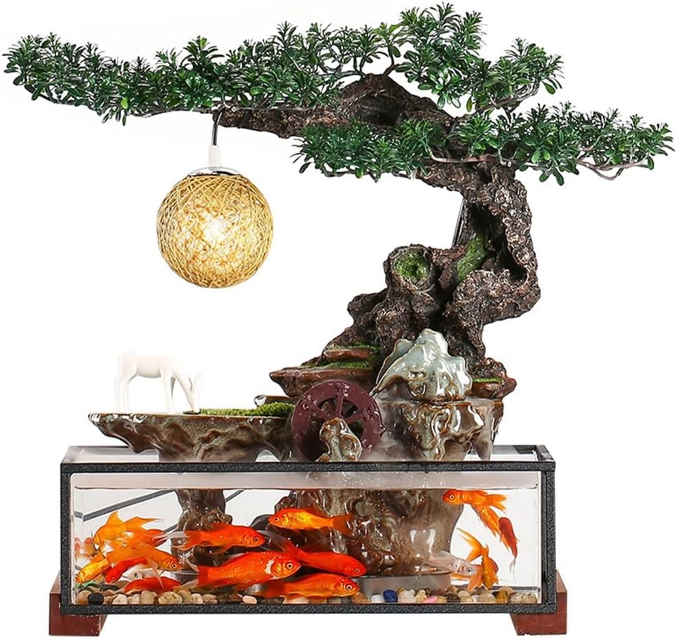 Waterfall Fountain Indoor Flowing Water Fish Tank Ornaments Home Living Room Desktop Decorations Circulation Fountain Landscape Table Top Water