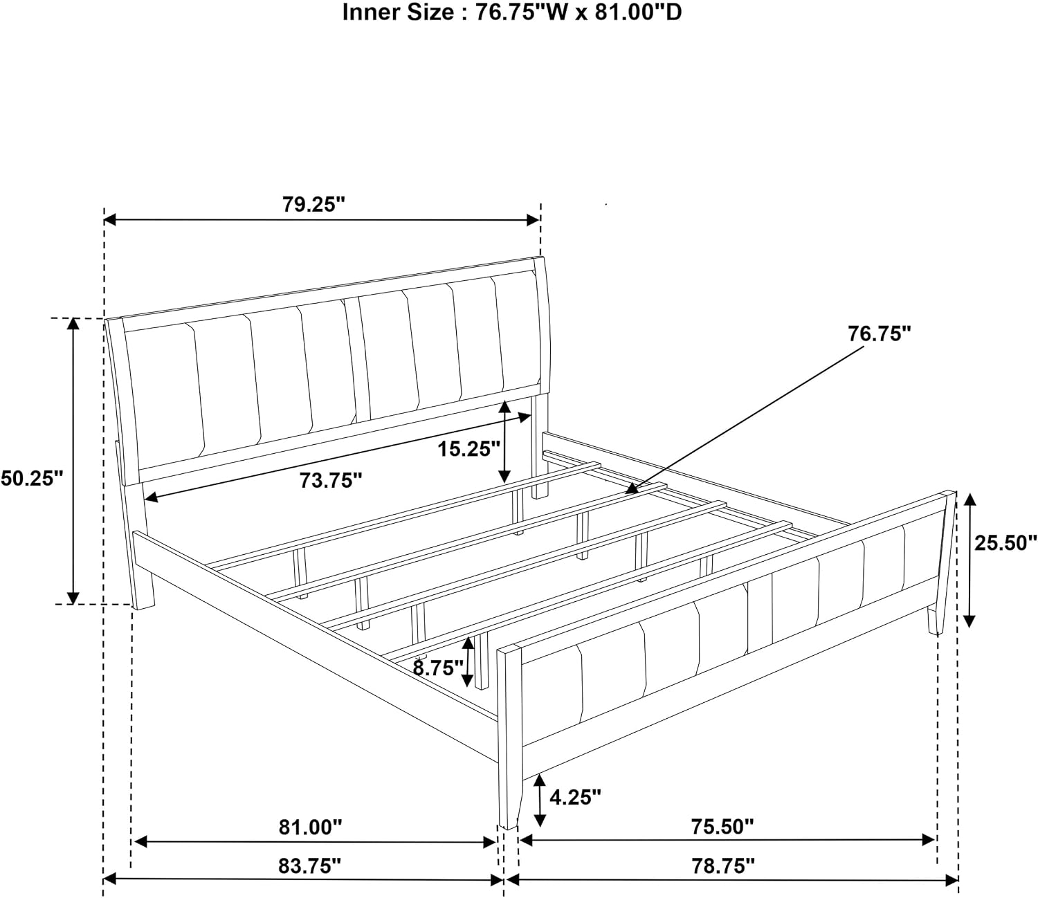 Coaster Home Furnishings Wilkes Transitional 5-Piece Bedroom Set Fabric Upholstered Eastern King Size Panel Bed Frame 51-inch Headboard Dark Cocoa 224421KE-S5