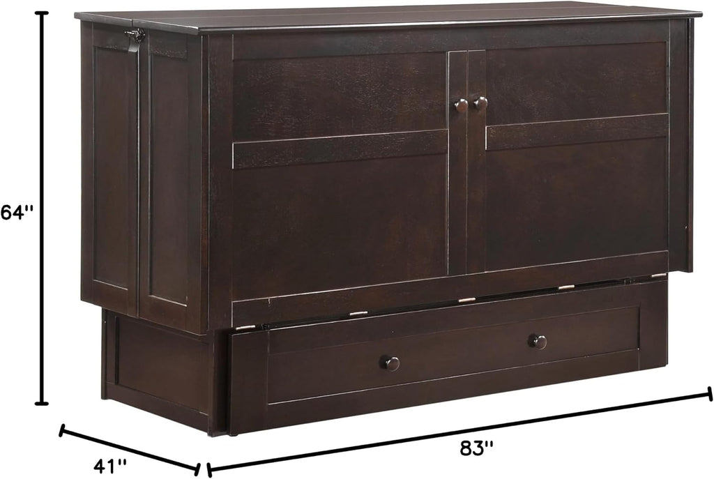 Night & Day Furniture MUR-CLV-QEN-CH and MND-GMF-TRI-QEN MUR-CLV CH and MND-GMF-TRI-QEN Murphy Cabinet Bed with Mattress, Queen, Chocolate