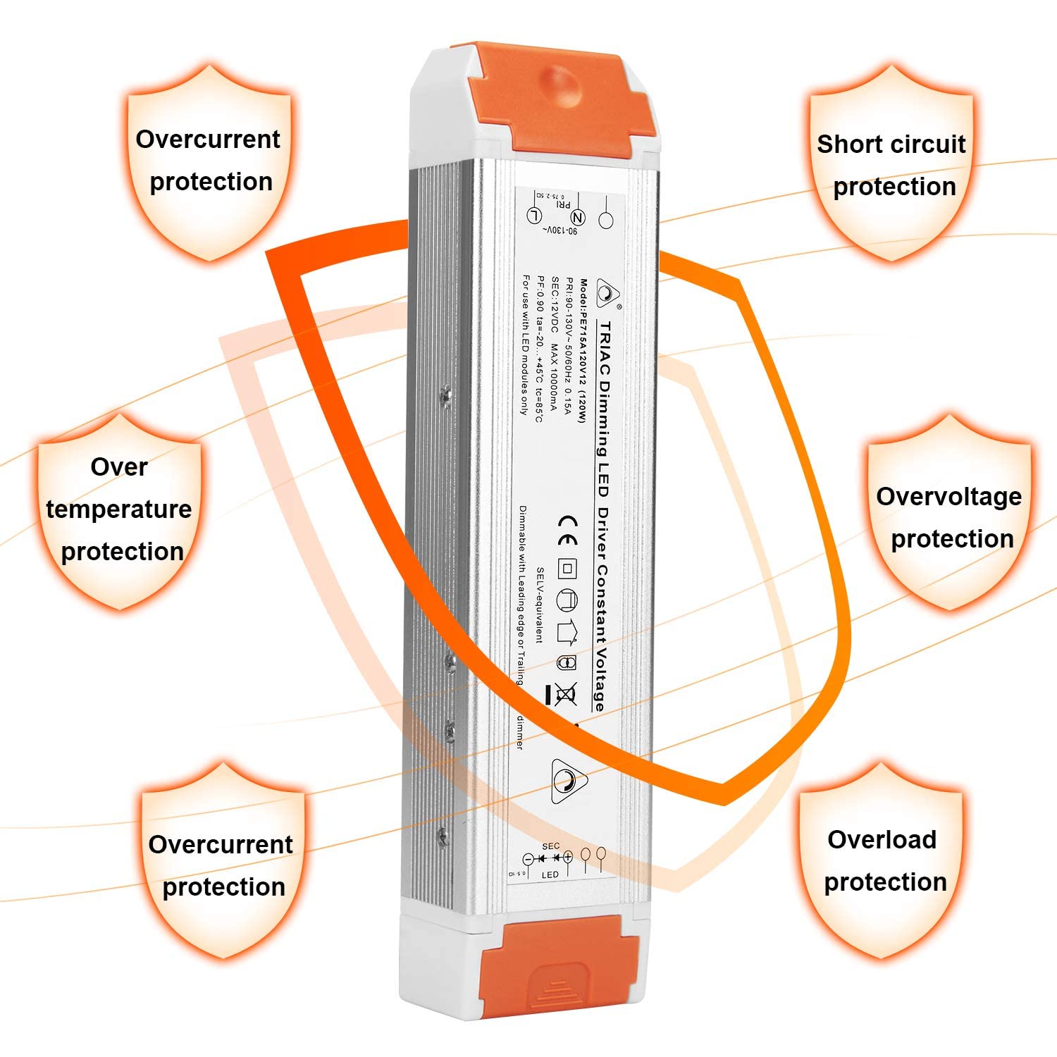 LED Dimmable Driver 120W 12V Quiet Operation Universal Regulated 12V DC Dimmable Power Supply Low Voltage Transformer for Constant LED Strip Lights 2 Pack