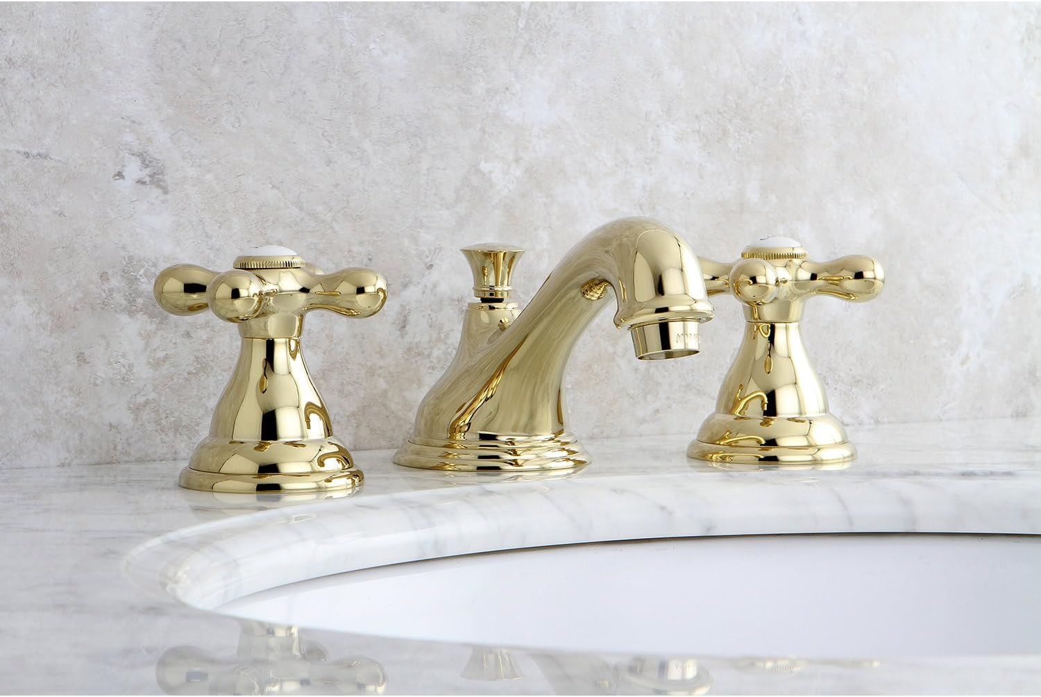 Kingston Brass KS5562AX 8 in. Widespread Bathroom Faucet, Polished Brass