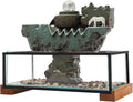 24V 3W Tabletop Eco Fish Tank -Indoor Relaxation Desktop Fountain w/Mist, LED, Artificial Stone Mountain for Meditation and Décoration for Good Luck Wealth