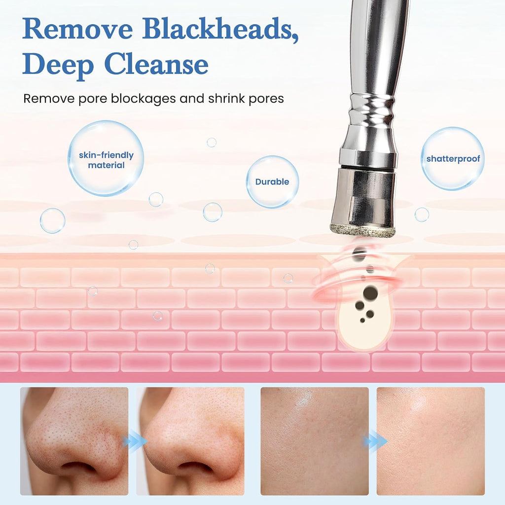 UNOISETION 3-in-1 Diamond Microdermabrasion Machine, 65-68cmHg Suction Power Professional Dermabrasion Machine for Beauty Salon Esthetician, 12 Replaceable Tips, Suitable for All Skin Types