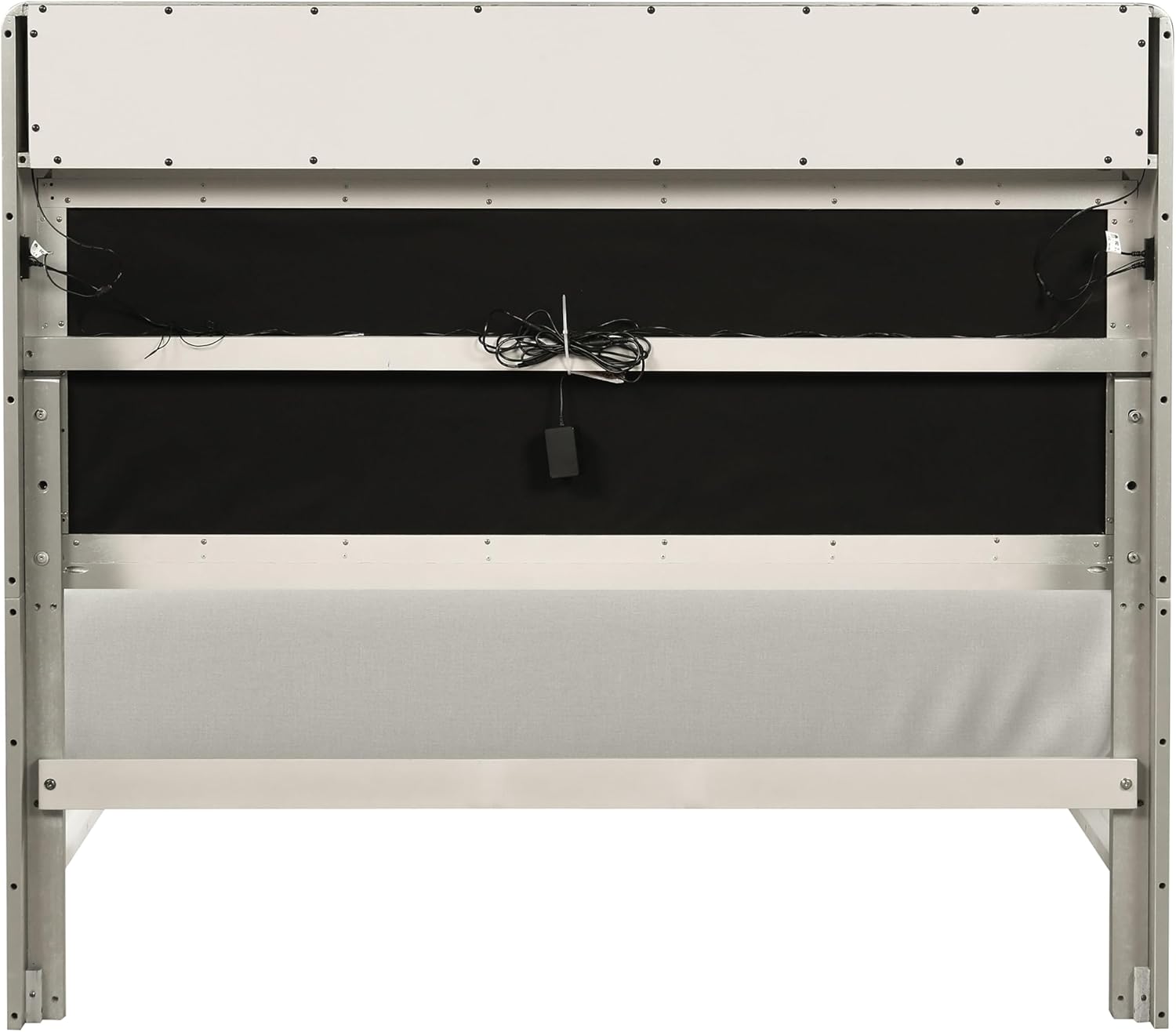 Furniture of America Standin Modern Solid Wood 5-Piece Bedroom Set with LED on Bookcase Headboard, USB-A and USB-C on Both Sides, Brushed Nickel Finish, Box Spring Needed, King, Champagne