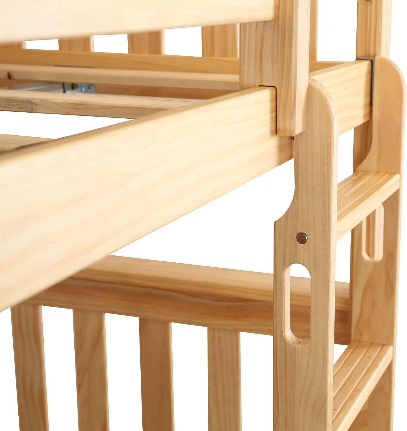 Max & Lily Full Over Full Bunk Bed with Ladder, Solid Wood Platform Bed Frame for Kids, 14' Safety Guardrails, Easy Assembly, No Box Spring Needed, Natural