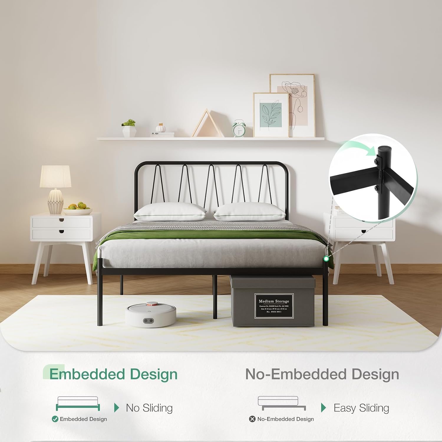 Novilla King Size Bed Frame with Modern Headboard, 14 Inch Metal Platform Bed Frame, Heavy Duty Slats Support, No Box Spring Needed, Easy Assembly, Noise-Free