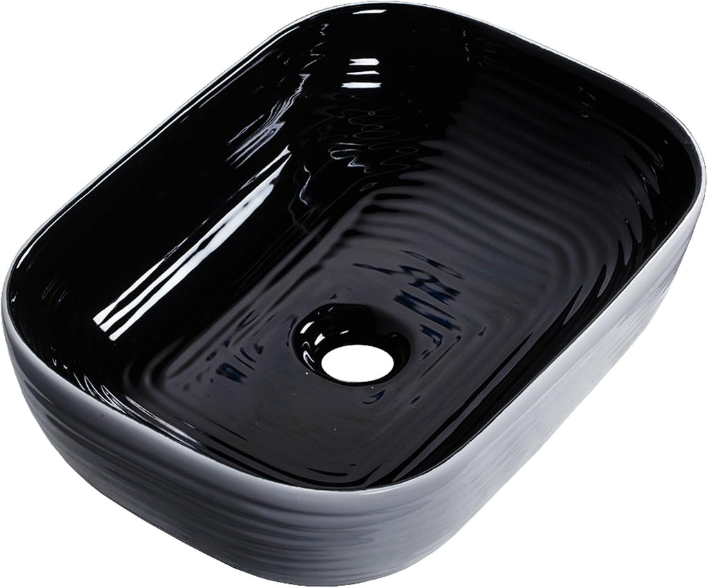 Strictly Sinks 18 Inch Rectangular Vessel Sink - Modern Ceramic Countertop Bathroom Sink – Easy to Install Above Counter Luxurious Bathroom Vessel Sink (18-3/8″ W x 13″ L x 5-5/16″ H)