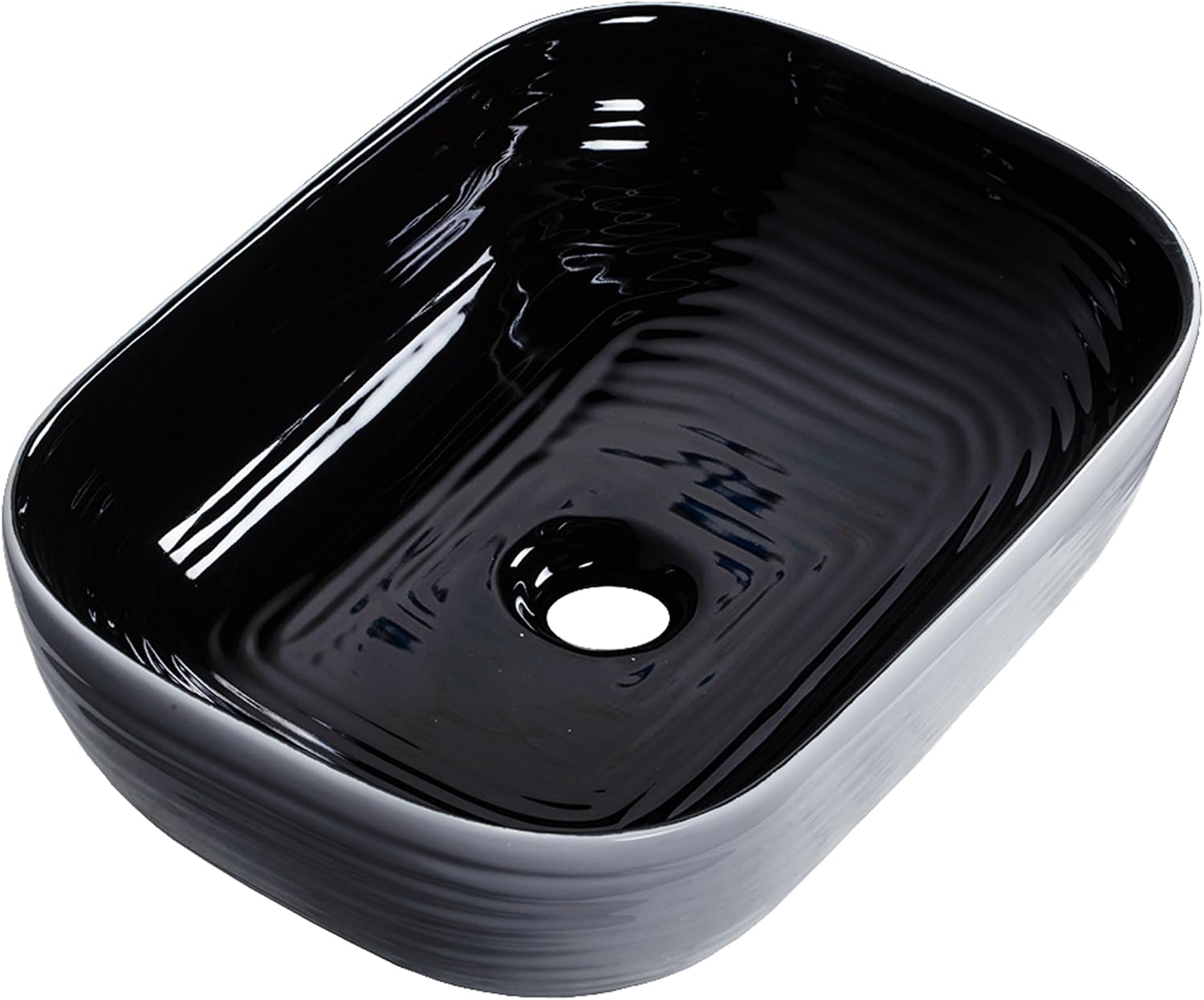 Strictly Sinks 18 Inch Rectangular Vessel Sink - Modern Ceramic Countertop Bathroom Sink – Easy to Install Above Counter Luxurious Bathroom Vessel Sink (18-3/8″ W x 13″ L x 5-5/16″ H)