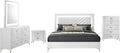 Coaster Home Furnishings - Cassia - Wood - 5-Piece Bedroom Set with Chevron-Tufted Headboard, LED Trim and Contemporary Design - Bedroom - Eastern King Size - White High Gloss - 215791KE-S5