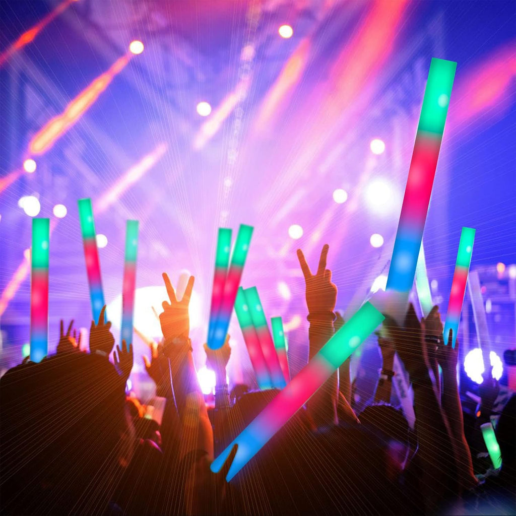 SHQDD 240PCS LED Foam Glow Sticks, Foam Light up Sticks Bulk Party Pack with 3 Modes Colorful Flashing, Glow in The Dark Party Supplies for Parties, Wedding, July 4th, Birthday,Raves,Concert,New Year