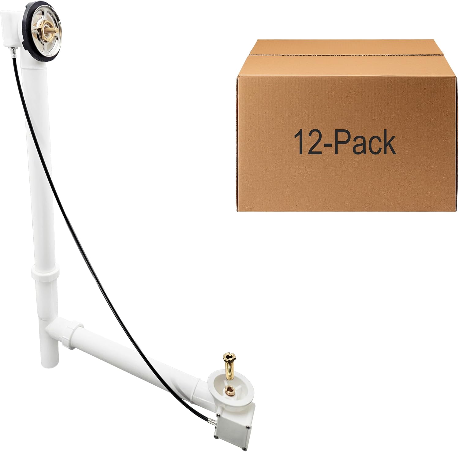 Westbrass D50P35TLE-LT 35' Cable Drive Standard Bath Drain Trim Kit with Poly Tubular Pipes & Fittings, Rough Only (12-Pack)
