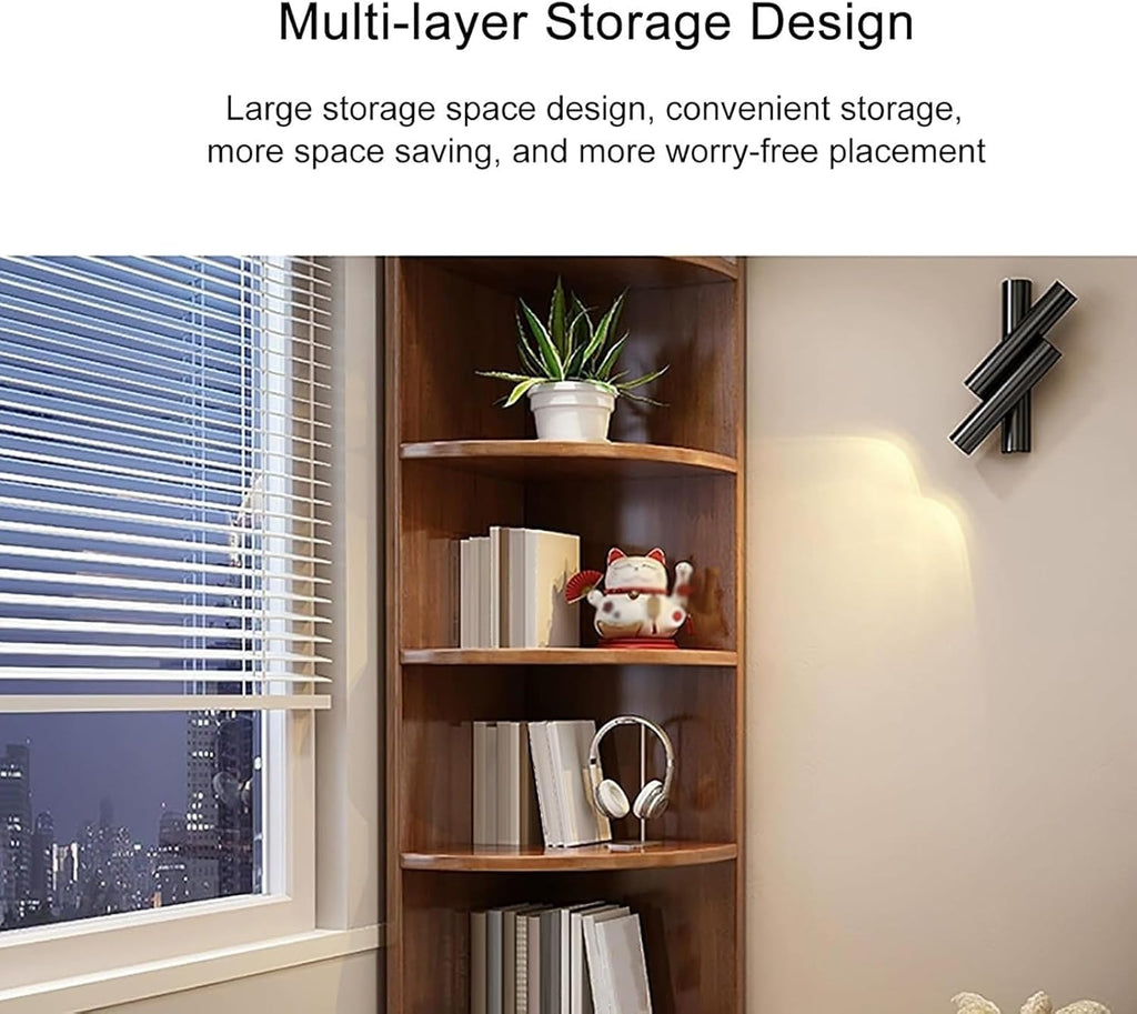 Curved Corner Storage Shelf, 4/5 Tier Wood Corner Bookshelf, Tall Freestanding Bookcase, Small Corner Shelf Counter Organizer Rack, Corner Table for Countertop Bathroom ( Color : White , Size : 4 tier