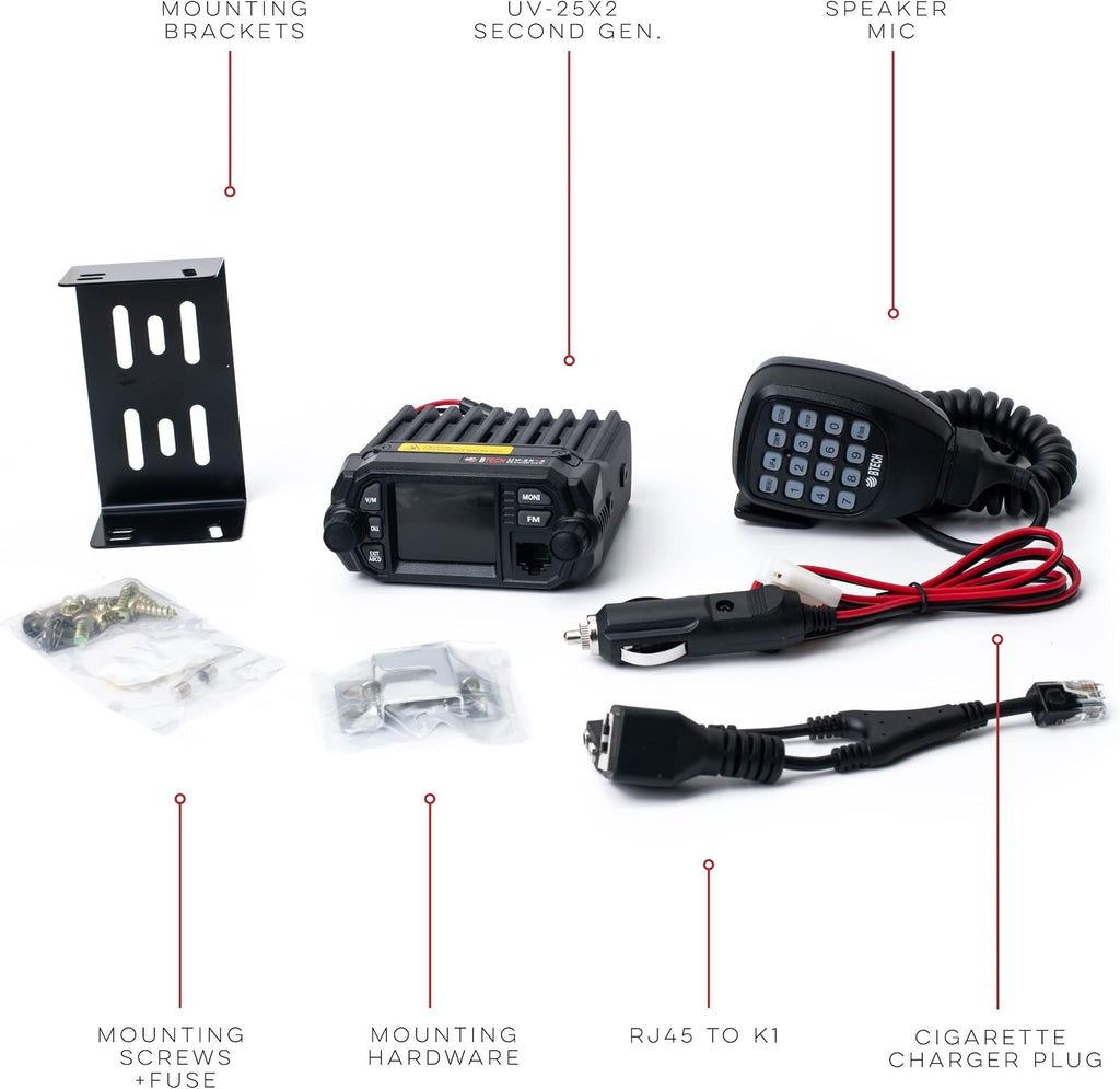 BTECH UV-25X2 (Second Gen.) Mini Mobile 25 Watt Dual Band Base, Mobile Radio: VHF, UHF Amateur (Ham)