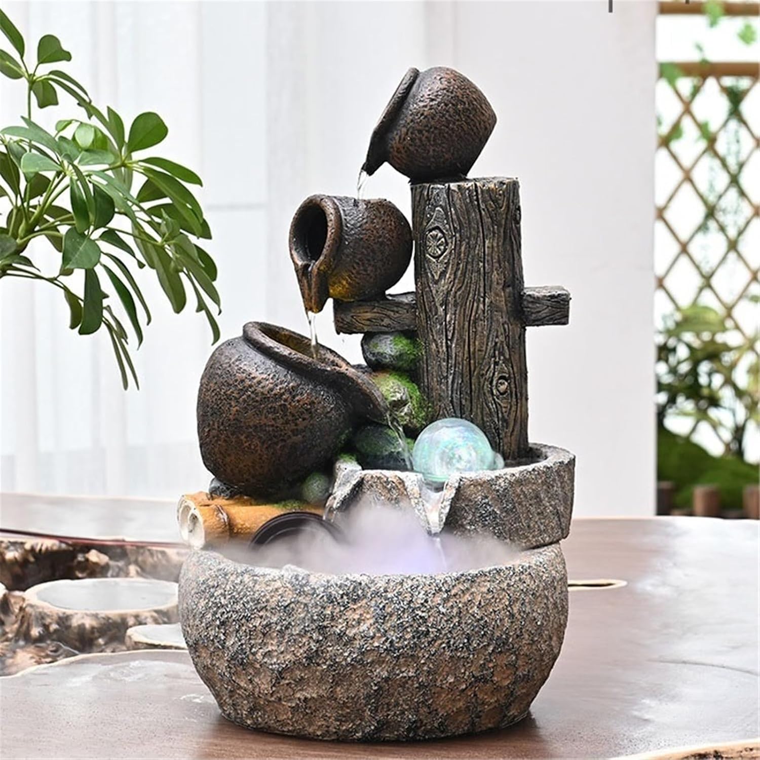 Tabletop Fountain Desktop Fountains Rockery and Flowing Water Desktop Ornaments Circulating Waterscape Decoration