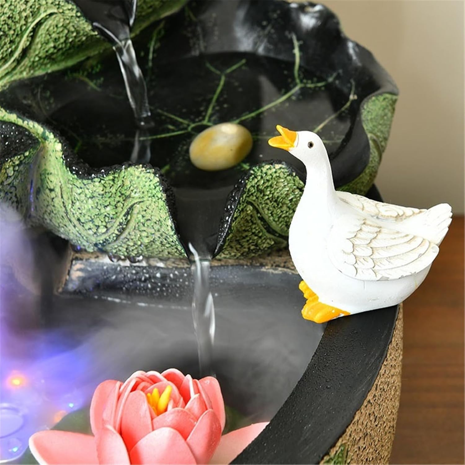 Tabletop Fountain Indoor Tabletop Water Feature Chinese Lotus and Flowing Ornaments