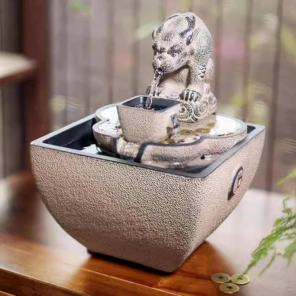 Tabletop Fountain Flowing Water Decoration for Living Room Study and Study Chinese Style Creative Fountain Water Landscape Decoration Desktop Decoration Desktop Fountain (Color : F)