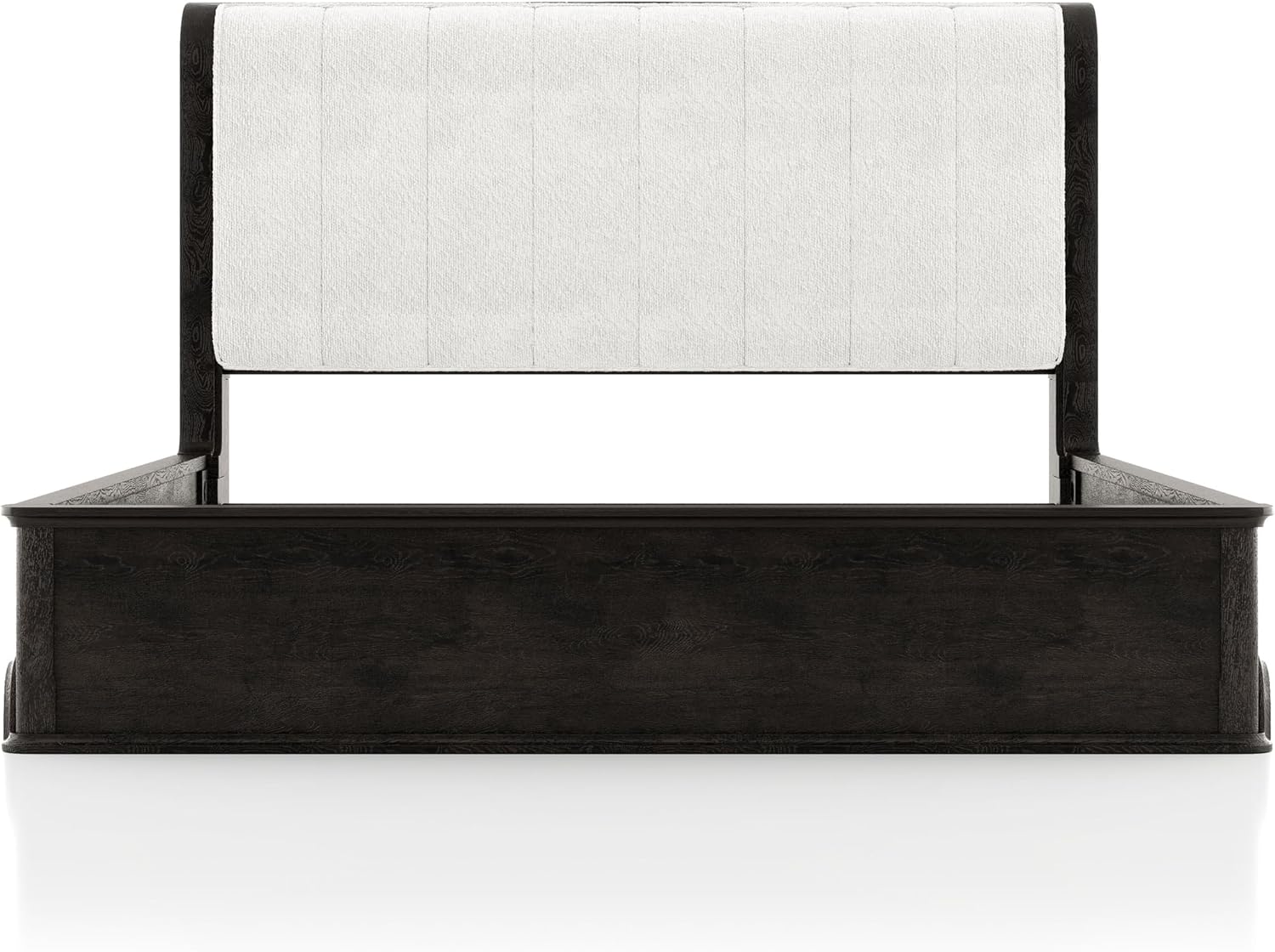 Furniture of America Teada Modern Solid Wood 5-Piece Bedroom Set with Padded Curved Headboard, Oval Nightstand, Felt-Lined Top and UV-Stained Lower Drawers, Box Spring Needed, King, Black