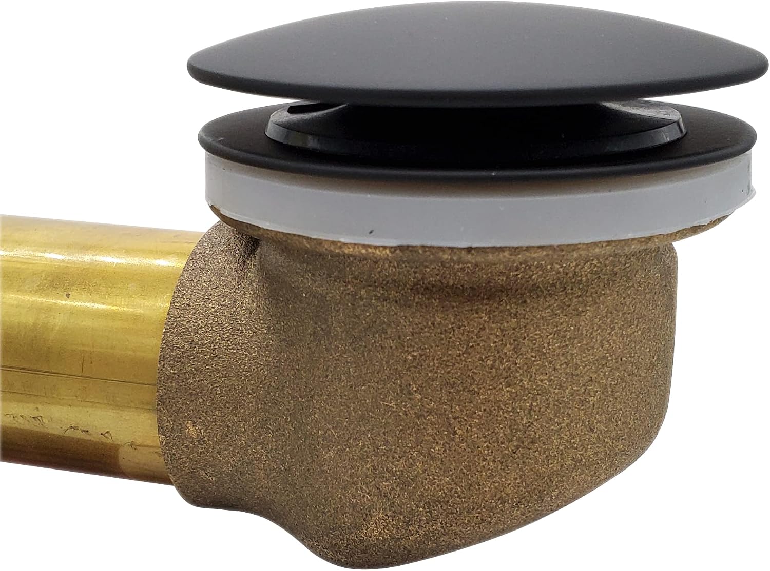 Westbrass A326HBJ-62 25' Brass Bath Waste & Overflow Assembly with European Tip-Toe Drain Plug and Illusionary Faceplate, Matte Black