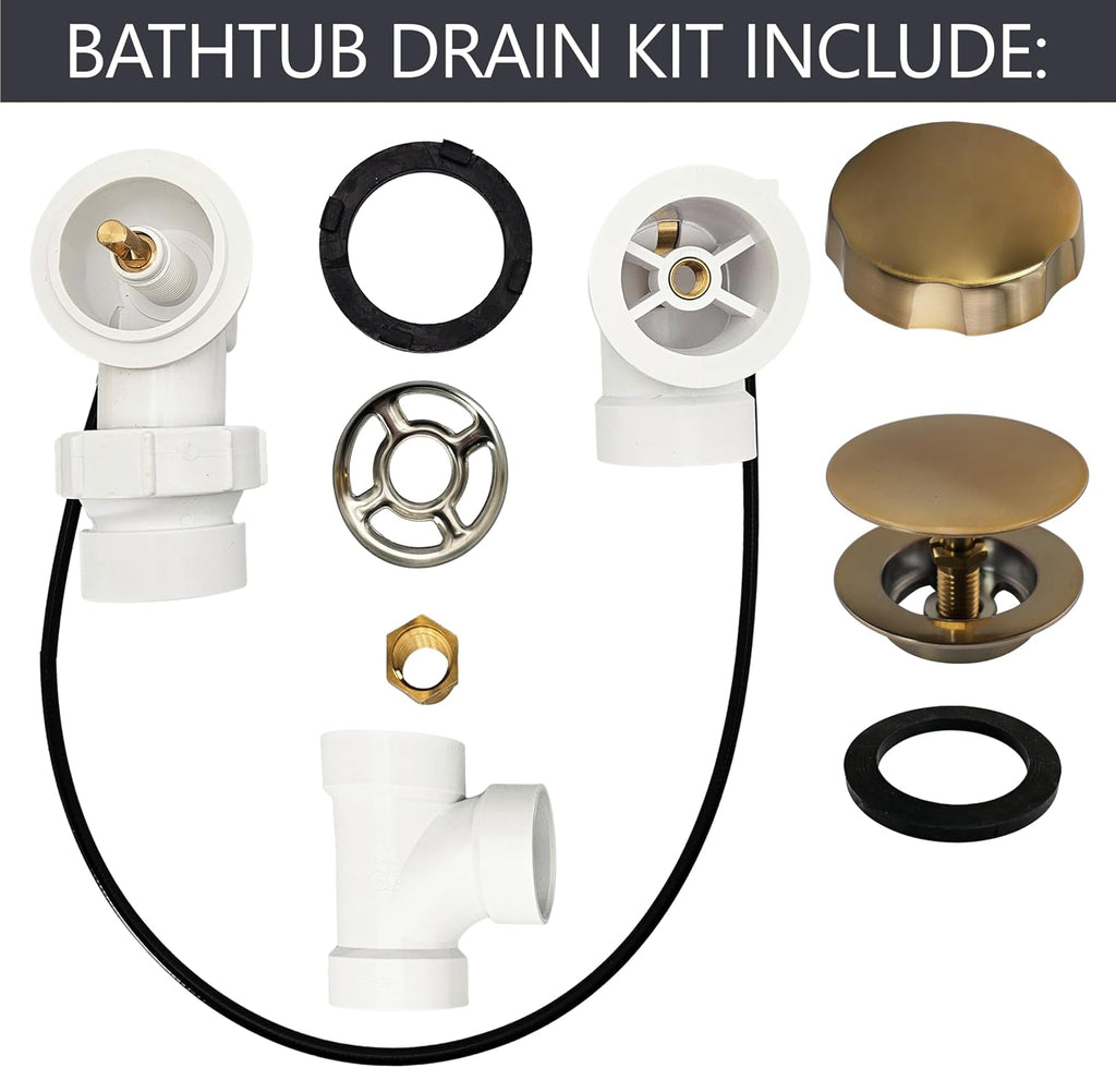 Westbrass A50P45BJ-19 1-1/2' Sch. 40 PVC 45' Cable Driven Bath Waste Kit with Ball Joint Head and Brass Trim Drain Kit, Champagne Bronze