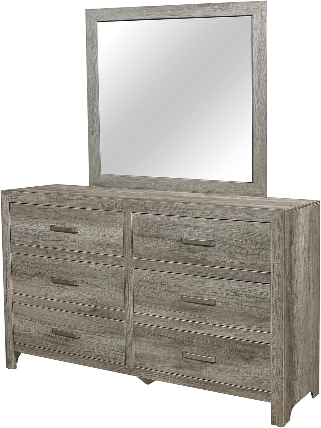 Benzara Kade 4 Pc Queen Size Bedroom Set- Slatted Panel Design- Weathered Gray Finish