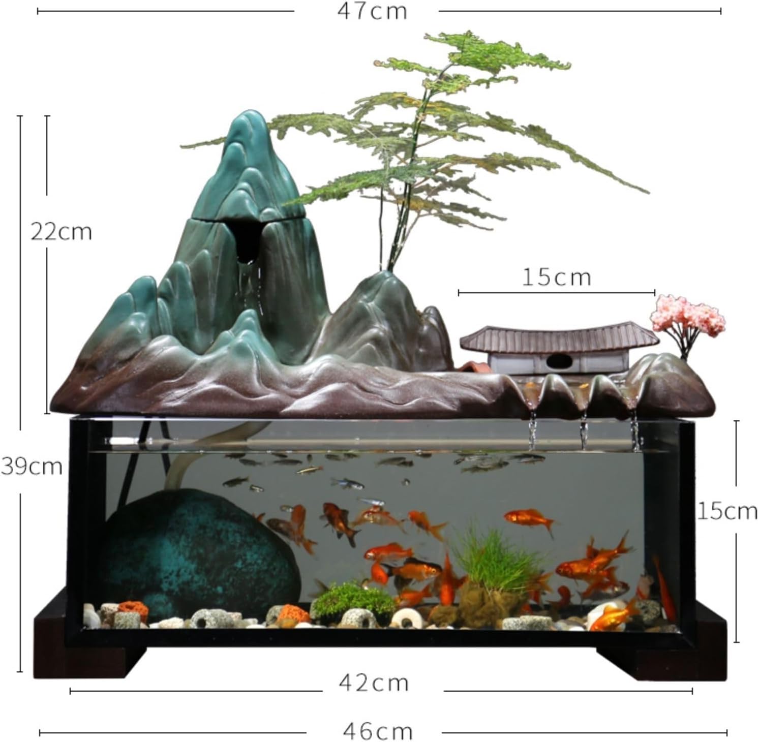 Tabletop Fountains Fish Tank Water Ornaments Circulating Water Fish Pond Rockery Landscape Humidifier Living Room Creative Office Decoration Indoor Tabletop Water Fountain