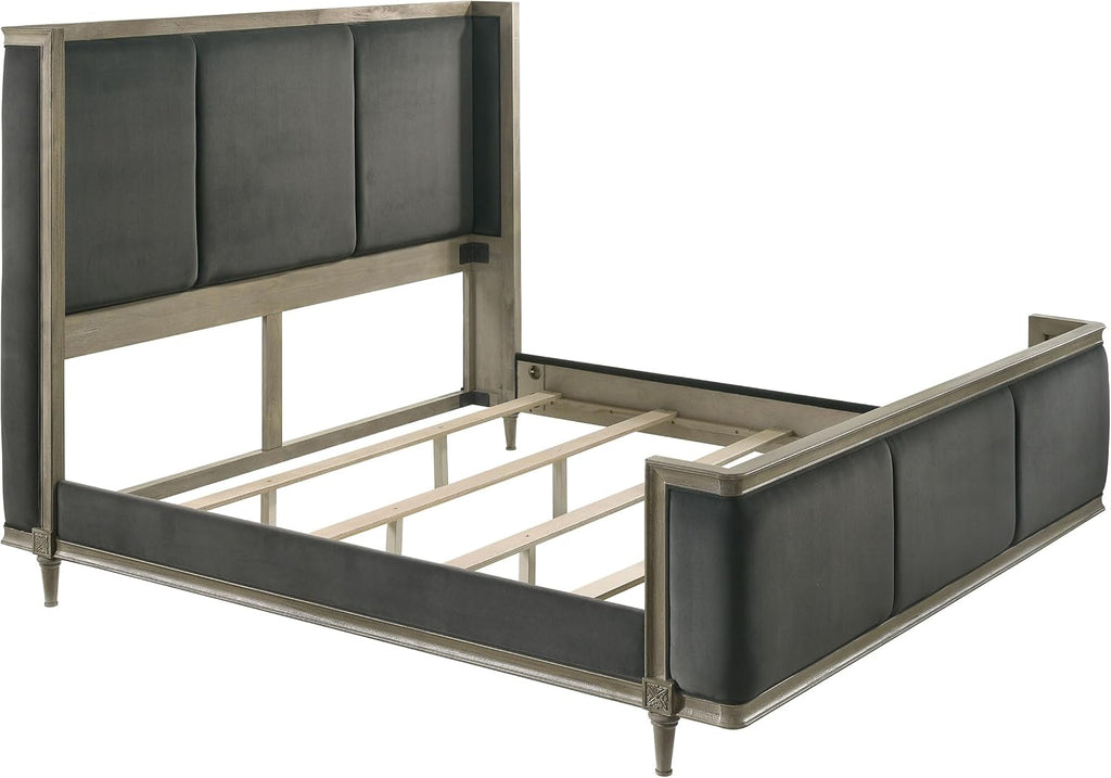 Coaster Home Furnishings Alderwood Transitional 5-Piece Bedroom Set Fabric Upholstered California King Size Wingback Bed Frame 62-inch Headboard French Grey 223121KW-S5