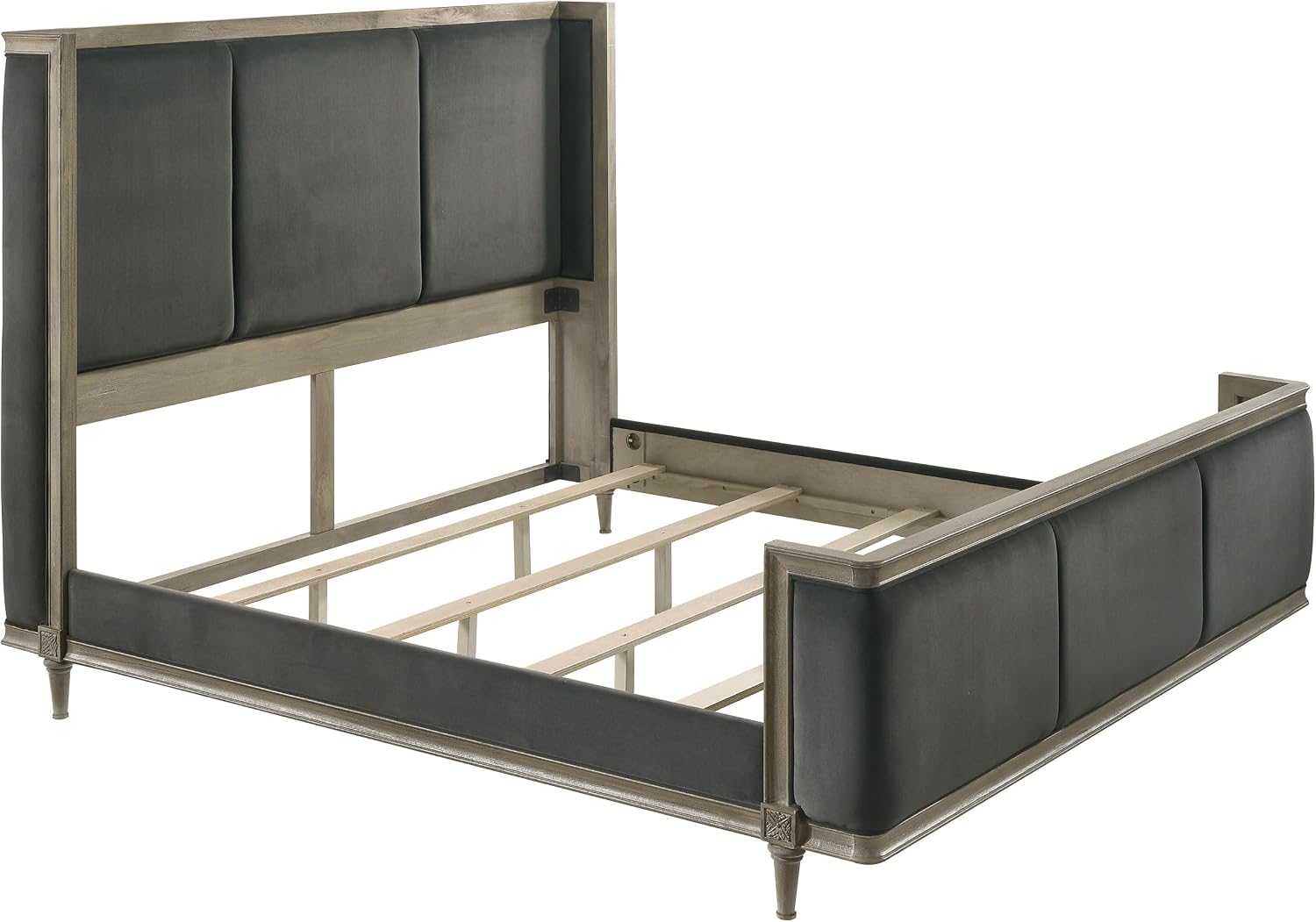 Coaster Home Furnishings Alderwood Transitional 5-Piece Bedroom Set Fabric Upholstered California King Size Wingback Bed Frame 62-inch Headboard French Grey 223121KW-S5