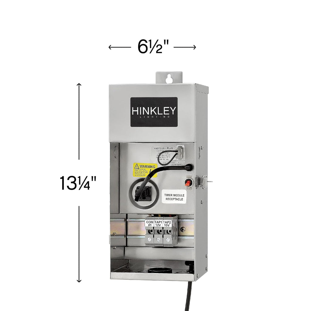 Hinkley Landscape Pro-Series Transformer, 12v and 15v taps, Wet-Rated, Photocell, Stainless Steel