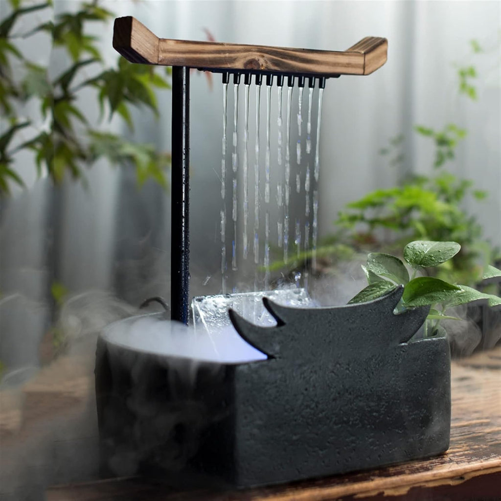 Tabletop Fountain Indoor Waterfall Fountain Chinese Style Portable Tabletop Water Ceramic Circulating Zen Meditation Decoration