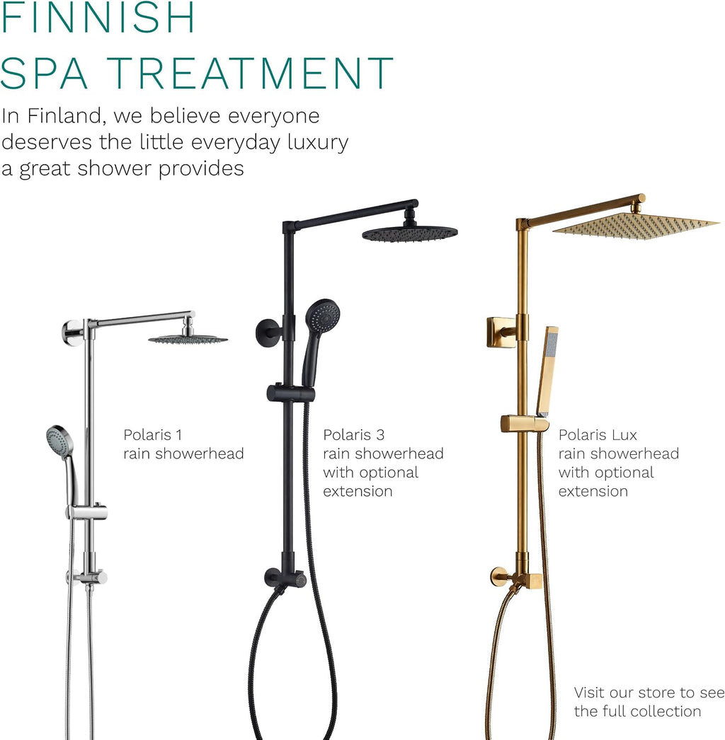 Fennocasa Polaris 3 Rain Shower System, 8' Rainfall Shower Head and Handheld Shower Combo, includes 3-Setting Handheld Spray, Height Adjustable Shower Wand Holder, 60' Hose (1.8 GPM Brushed Nickel)