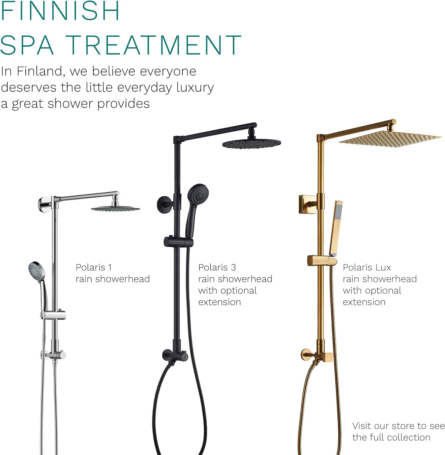 Fennocasa Polaris 3 Rain Shower System, 8' Rainfall Shower Head and Handheld Shower Combo, includes 3-Setting Handheld Spray, Height Adjustable Shower Wand Holder, 60' Hose (1.8 GPM Brushed Nickel)