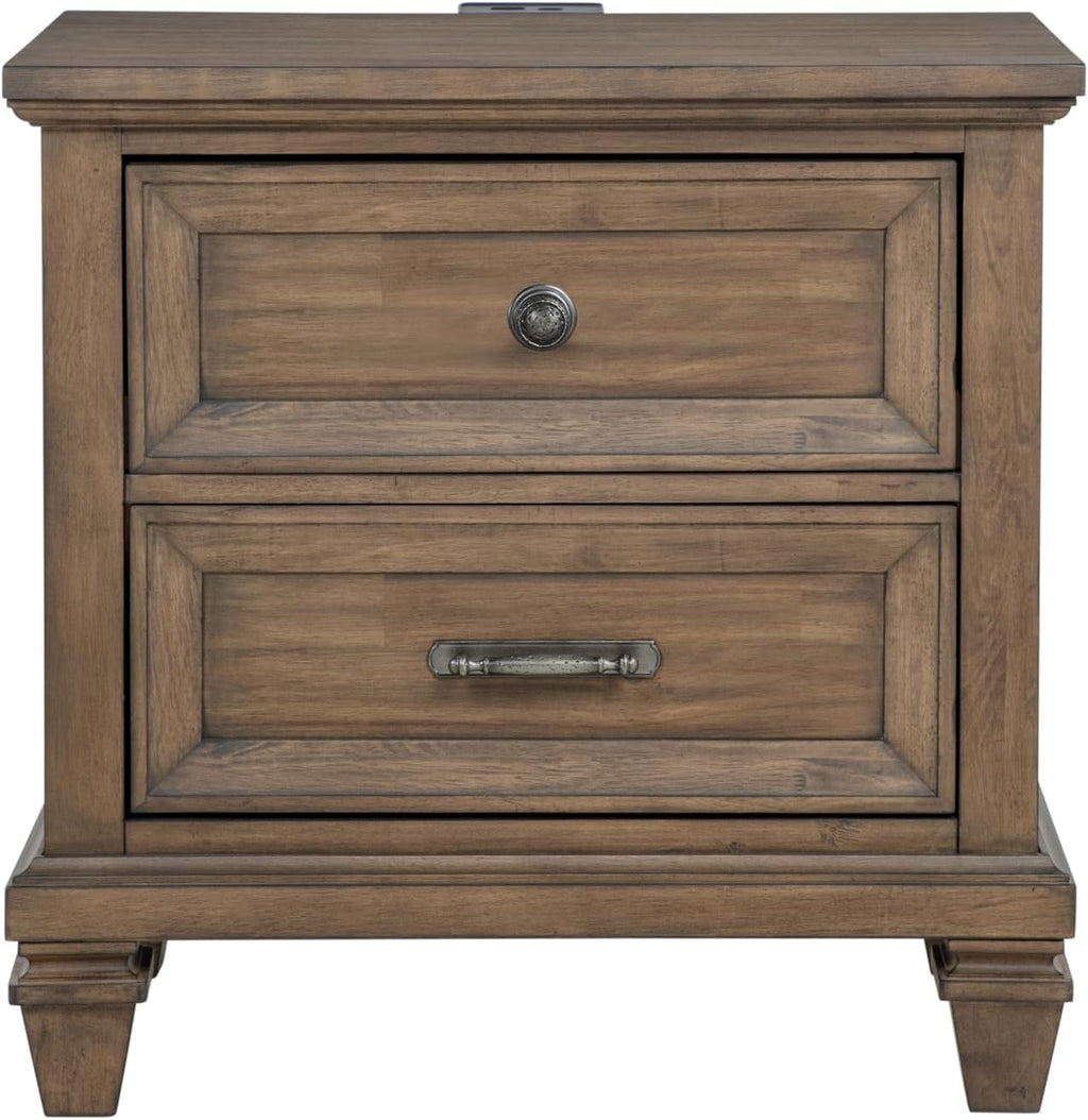 New Classic Furniture Mariana 5-Piece Wood King Bedroom Set with 2 Nightstands, Vintage Mocha