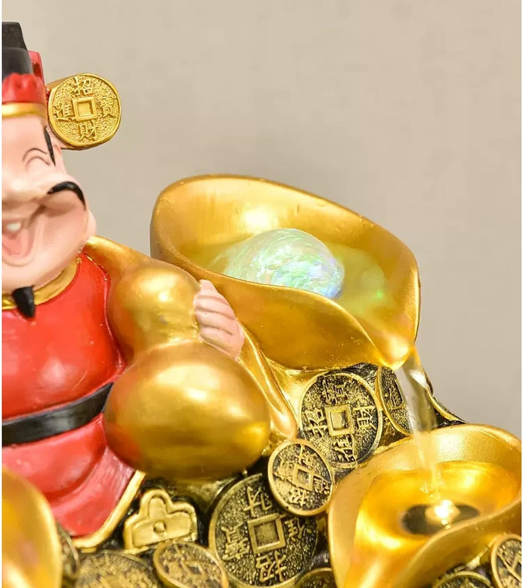 Desktop Fountain Resin Tabletop Fountain Wealth and Good Luck Feng Shui Interior Mini Water Feature for Bedroom, Office, Living Room, Dining Décor