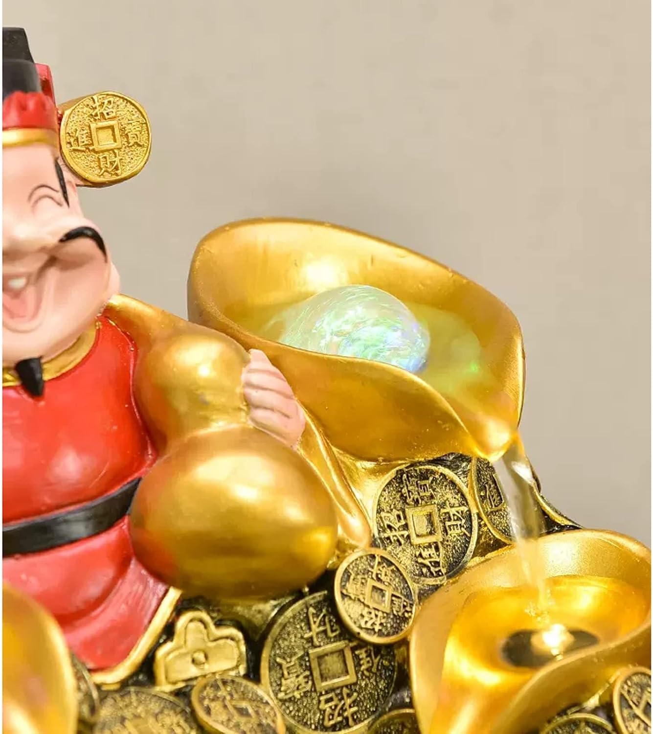 Desktop Fountain Resin Tabletop Fountain Wealth and Good Luck Feng Shui Interior Mini Water Feature for Bedroom, Office, Living Room, Dining Décor