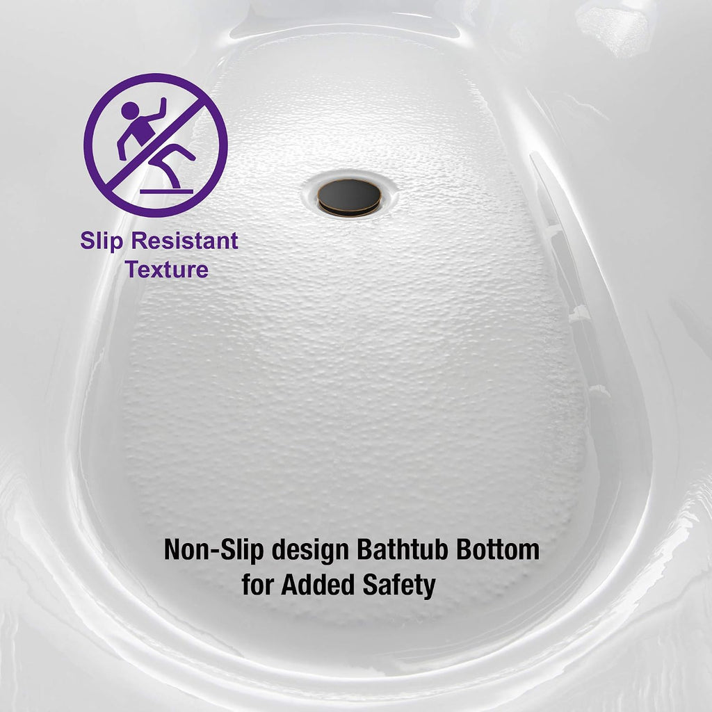 WOODBRIDGE 67' Acrylic Freestanding Bathtub Contemporary Soaking White Tub with Oil Rubbed Bronze Overflow and Drain，BTS1609-ORB-Drain&O